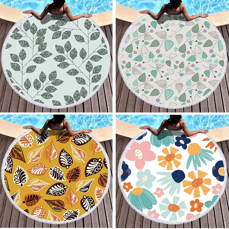 

1 Piece Leaf Pattern Plant Printing Beach Towel Microfiber Digital Printing Pool Beach Towel Toalla Blanket Shower Beach Towel