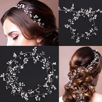 

Bride Handmade Pearl Hairband Headdress Wedding Dress Accessories Headpiece Bride Jewelry