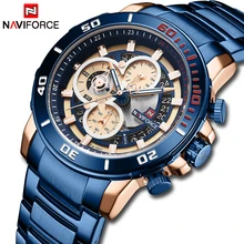 NAVIFORCE часы мужские Топ люксовый бренд нержавеющая сталь водонепроницаемые кварцевые мужские s часы хронограф спортивные наручные часы Мужские часы