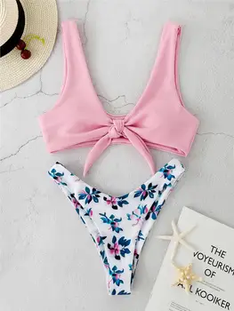 

2020 Women bikinis Set Print Push-Up Padded Bra Beach Bikini Set Swimsuit Beachwear Swimwear swimwear women tankini biquini