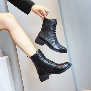 

Short boots women spring and autumn single boots net red thin shoes 2020 new leather thick heel Martin boots women's shoes