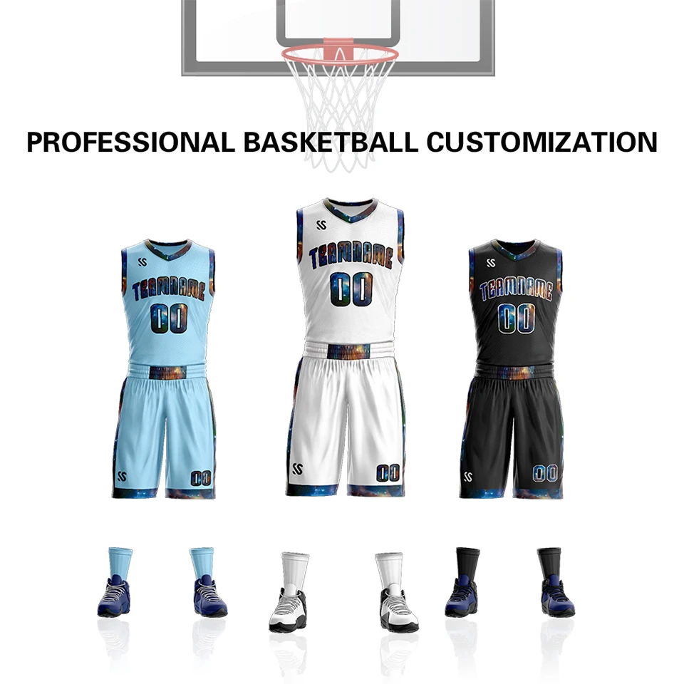 Professional Custom Team Basketball Jersey Set Sportswear Suit Printing Team Name/Number LOGO Sleeveless Vest Shorts Wholesale