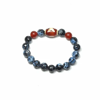 

Red Agate Beads DZI Beads Totem Adult DZI Blue Fire Color Cut Onyx Beads Pearl Female Bracelet Amulet Bracelet