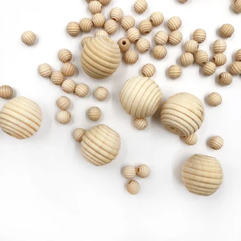 

Wooden Round Beads Loose Spacer Eco-Friendly Natural-Color Spiral carving Wood Beads for Jewelry Making bracelet DIY Accessories