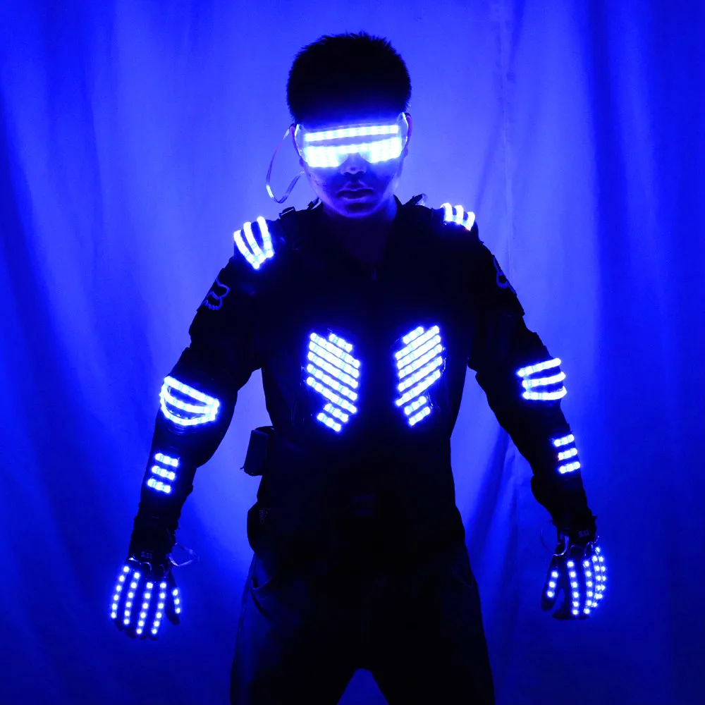 Цветной RGB светильник бронежилет светящийся наряд шоу бар DJ MC костюм робота для
