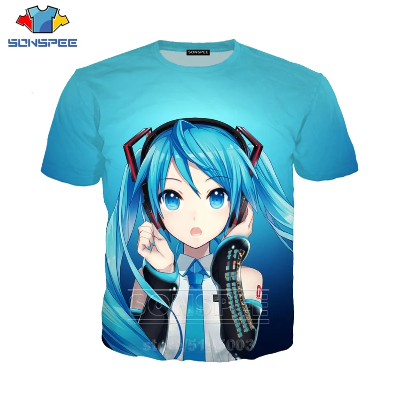 

Hatsune Miku T Shirt Men Women Singer Sweatshirt 3D Print Anime Girl Short Sleeve Casual Street O Neck Hip Hop Top Pullover C091