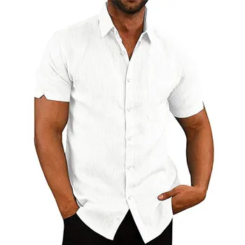 

2020 Men's Summer New Shirt Casual Slim Short Sleeve Pocket Beach Top Top Shirt Men