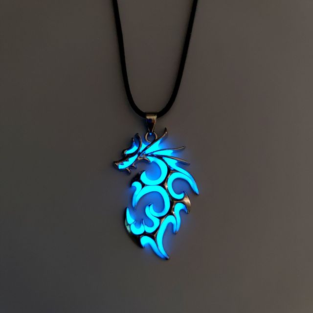 Glowing In The Dark Moon Dragon Pendant Necklace for Men Cool Beach Party Jewellry