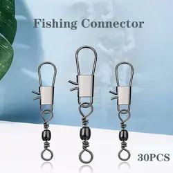 30Pcs/Lot Fishing Connector Pin Bearing Rolling Swivel Stainless Steel with Snap Fishhook Lure Tackle Accessorie