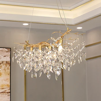 

New luxury gold crystal chandelier lamp home decoration lighting lustre cristal hanging chandeliers bar light