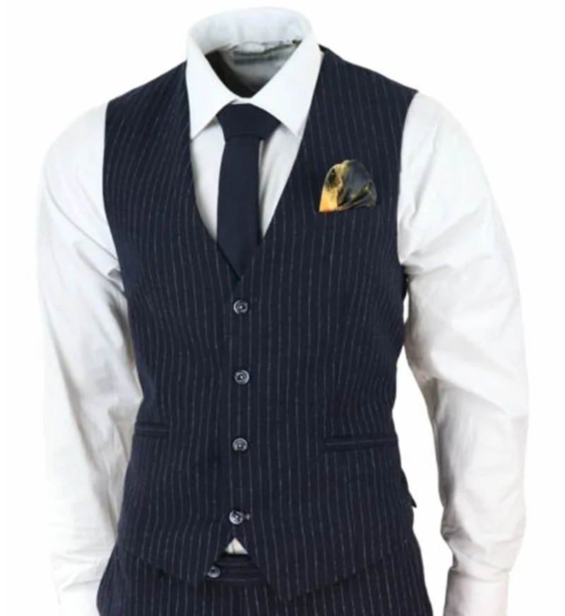 Темно-синие мужские костюмы из полиэстера 3 шт. с острым отворотом Terno Masculino Gatsby 1920s Peaky Blinders Гангстер