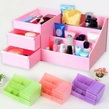 

1PC Candy Color Plastic Drawer Makeup Skin Care Rack Organizer Dressing Table 6 Colors Large Capacity Cosmetic Storage Box