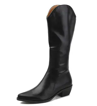 

2020 Winter women shoes Fashion high heels Boots Woman Leather boots femmes autumn Casual botas de mujer