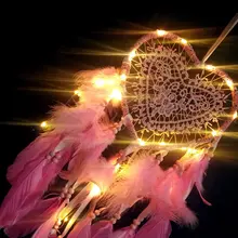 Любовь сердце дома Dromenvanger Ловец снов ручной работы винтажные Свадебные украшения подарок с пером Креативный светодиодный светильник
