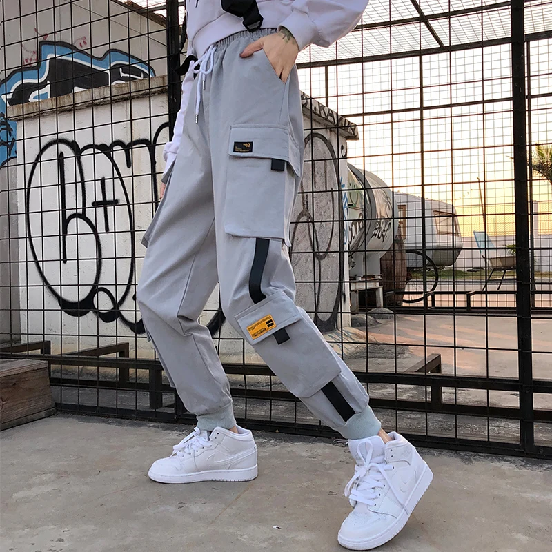 

HOUZHOU Hip Hop Joggers Women Autumn Winter Fashion 2020 Slim Cargo Pants High Waist Streetwear Solid Casual Sweat Pants Women