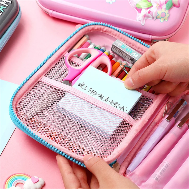 Большой чехол карандаш с Фламинго из ЭВА 3D для девочек единорогом Детская