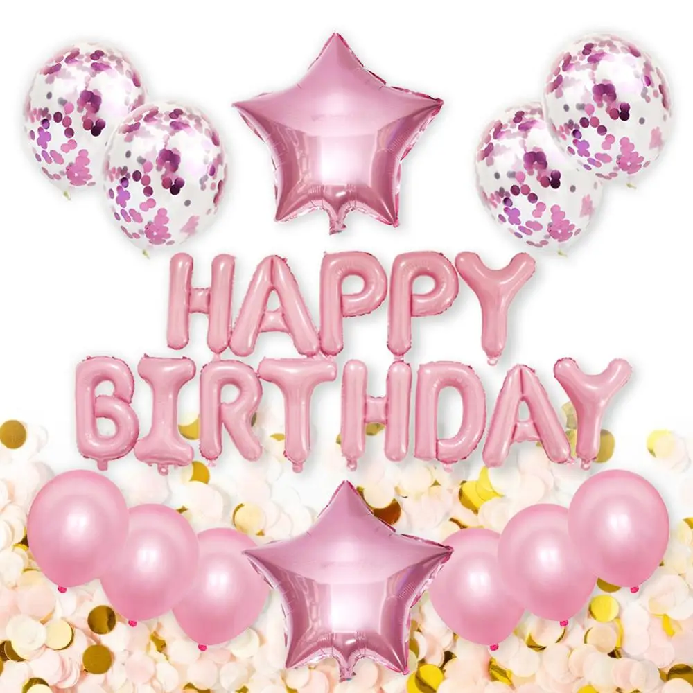 

Birthday Balloon Set Rose Gold Birthday Balloon Party Decorations Sequin Confetti Balloon Five-pointed Star Balloon