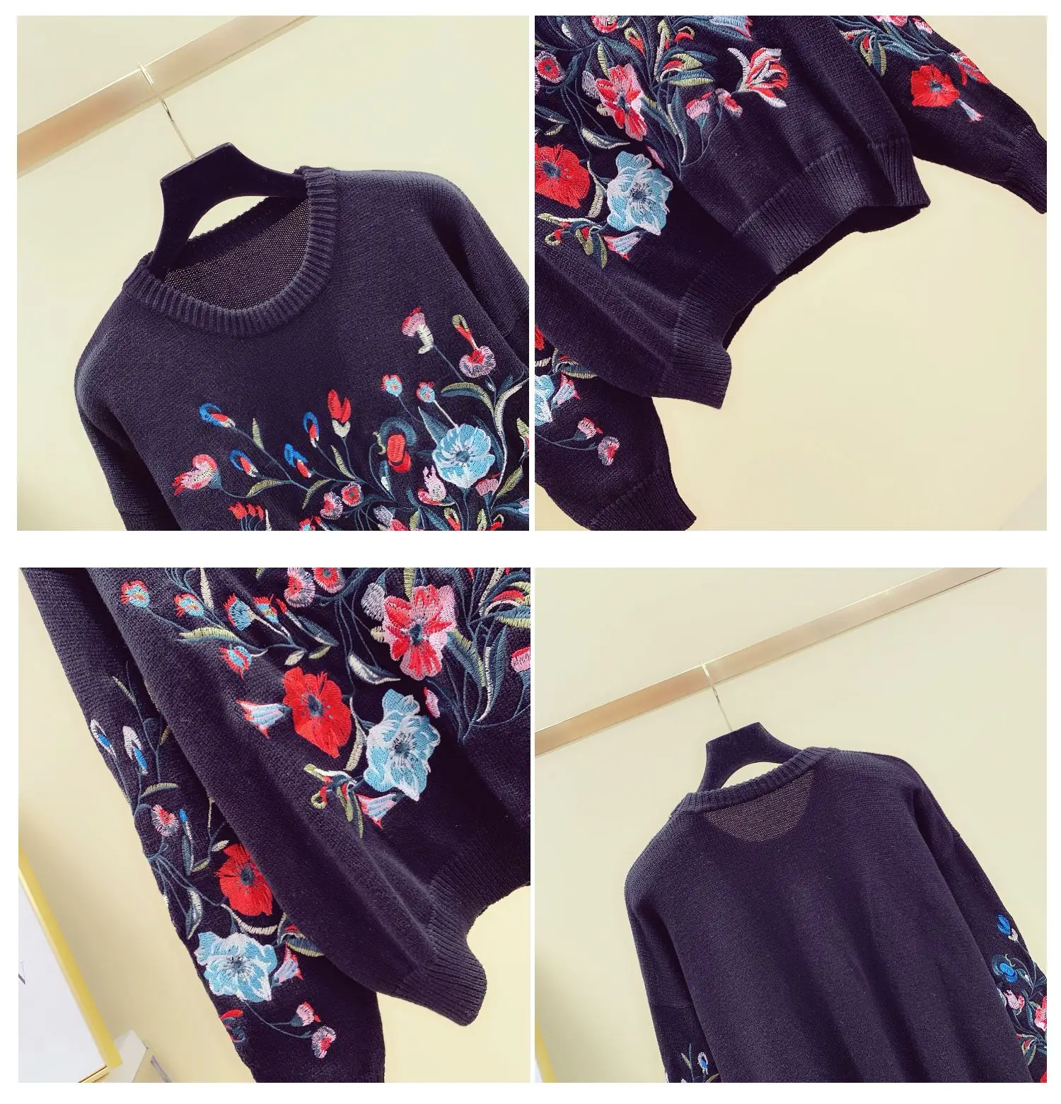 Autumn New Korean Style Pullovers Sweaters Women Wild Casual Embroidered Loose Ladies Sweater Round Collar Women Knit Tops