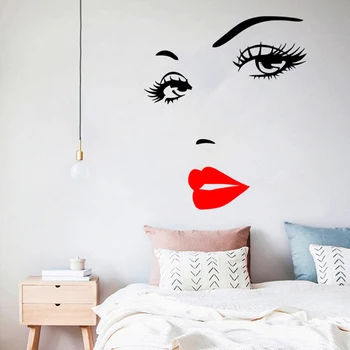 

Sexy Beauty Girl Eyelash Wall Stickers Art Design Home Decoration Wall Decals Glass Home Decor for kids room Studio Living Room