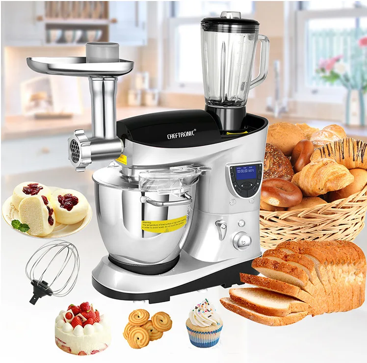 

CHEFTRONIC 4 In 1 Multifunction Kitchen Stand Mixer SM-1088, 1200W 7.4QT Precise Heat Stainless Mixing Bowl with Meat Grinder B
