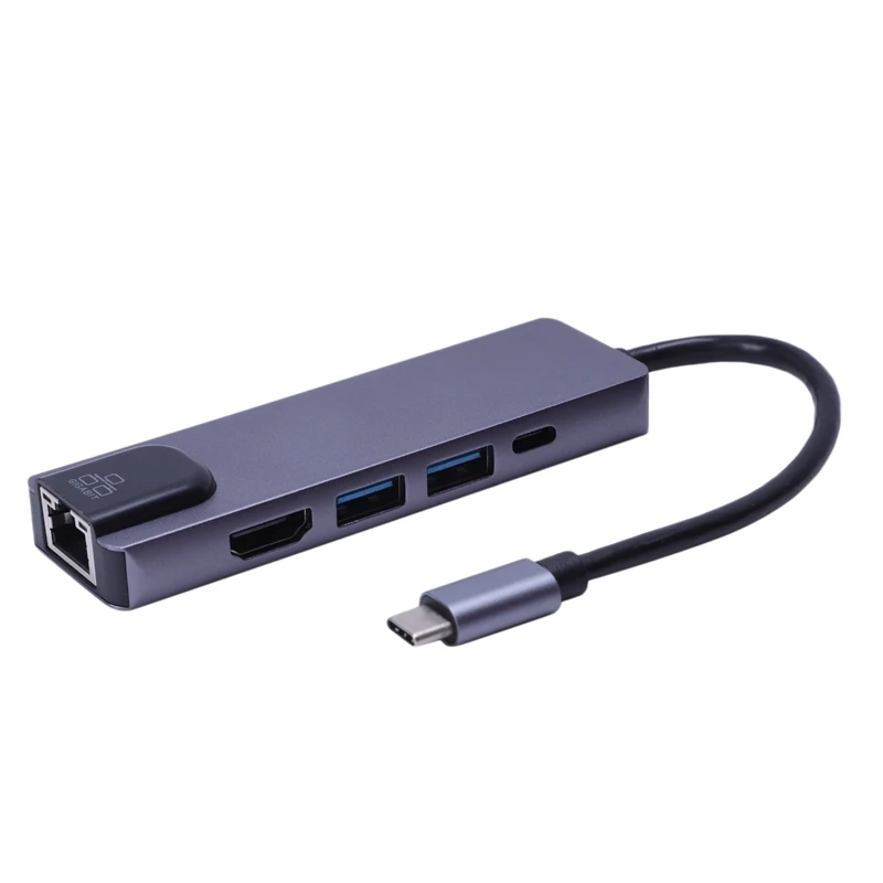 5 в 1 концентратор USB Type C Hdmi 4K USB C концентратор для Gigabit Ethernet Rj45 Lan адаптер для Macbook Pro Thunderbolt 3 USB-C порт зарядного устройства