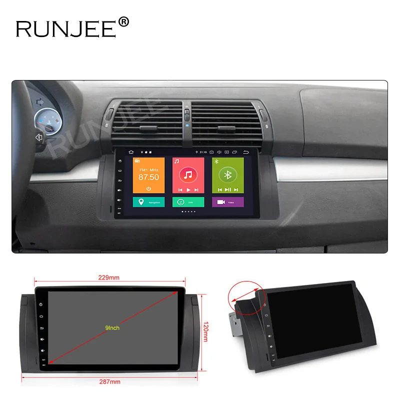 Excellent RUNJEE 9 inch multimedia-player RK3399 for BMW/E39/X5/M5/E53 car radio 4G RAM SWC rear camera DAB 5
