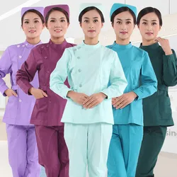 Niaahin serviços de saúde scrubs conjunto uniformes v neck salão de beleza trabalho uniforme feminino conjuntos pet grooming instituição esfrega casaco