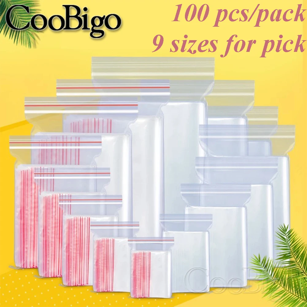 100 шт. Пластик Ziplock мешки Толстая вакуумная сумка для хранения мелкий прозрачный