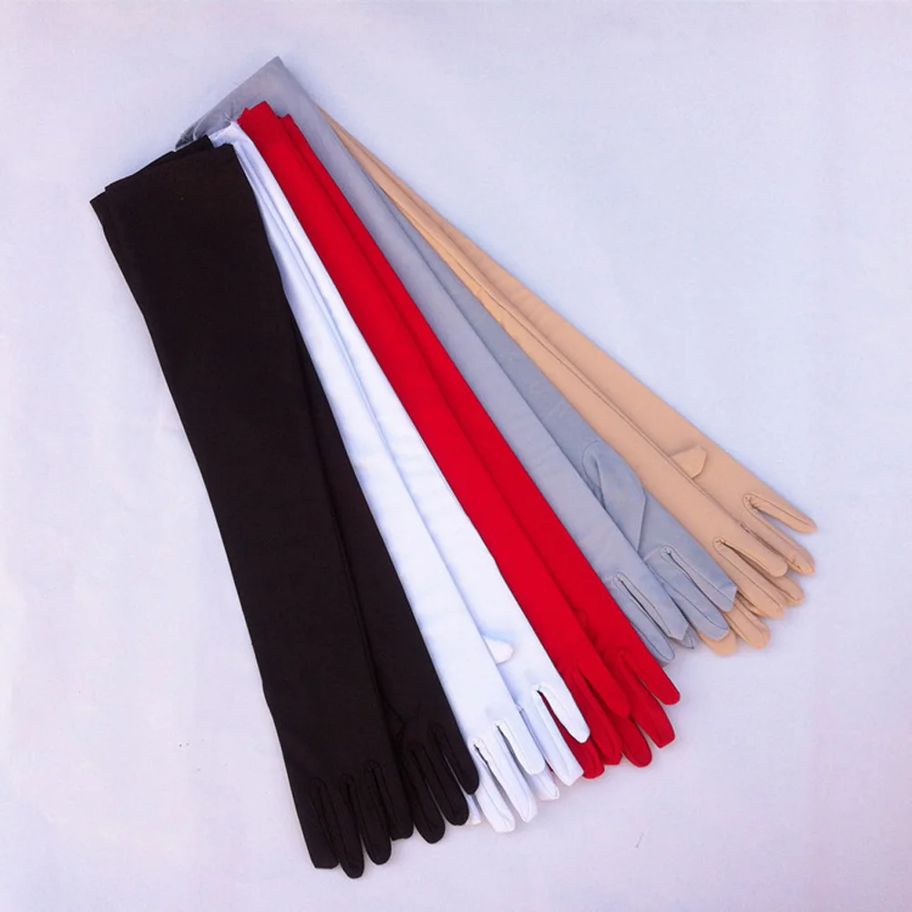 

New High-Elastic Mercerized Cotton Lengthen Sunscreen Gloves Summer Long Design Anti-Uv Gloves Long Gloves Red Black White