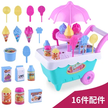 

Educational Toys for Children Pretend House Toys Model Children Imitated Candy Ice Cream Trolley Set Cute Kids Pretend Toy Set