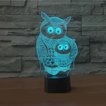 

[Seven Neon]Cute Owl Acrylic 7Colors Desk Lamp Animal 3D Lamp Novelty Led Night Light Millennium Falcon Light