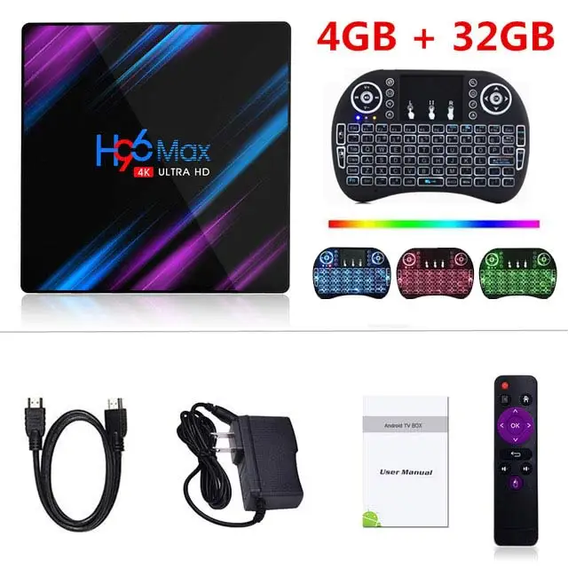 Android 9,0 ТВ приставка H96 Max Rockchip RK3318 4K Смарт ТВ приставка 2,4G& 5G Wifi BT4.0 H96Max 4 Гб 64 Гб медиаплеер Android приставка - Цвет: 4GB 32GB I8 backlit