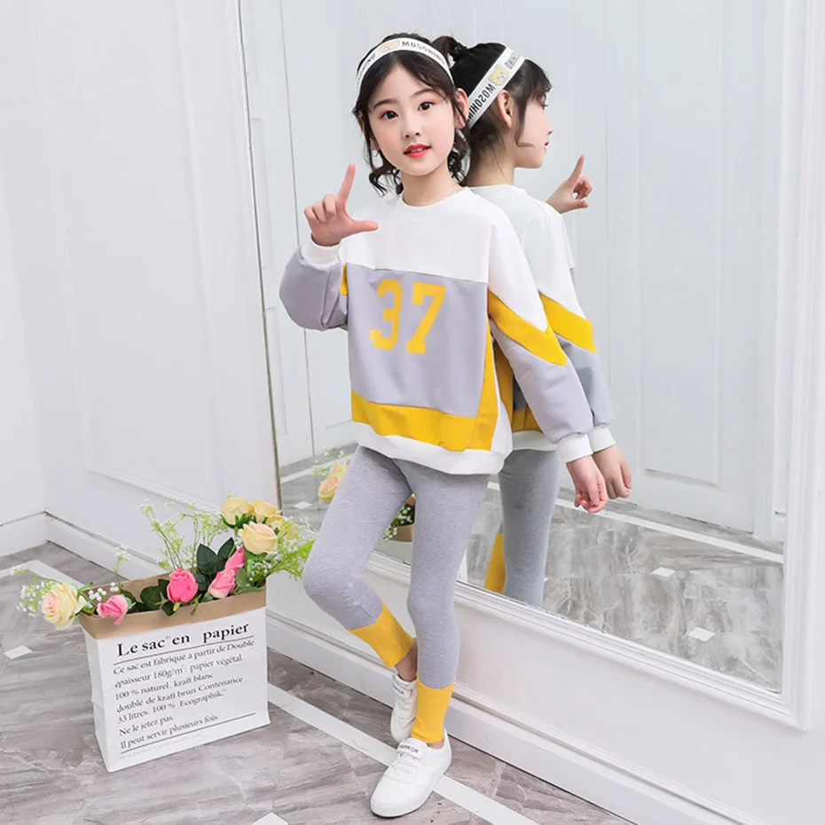 

Kids Clothes Girls Patchwork Sweatsuits & Leggings Suit For Girls Cotton Legging Kids Clothes Fall Winter Casual Kids Tracksuit