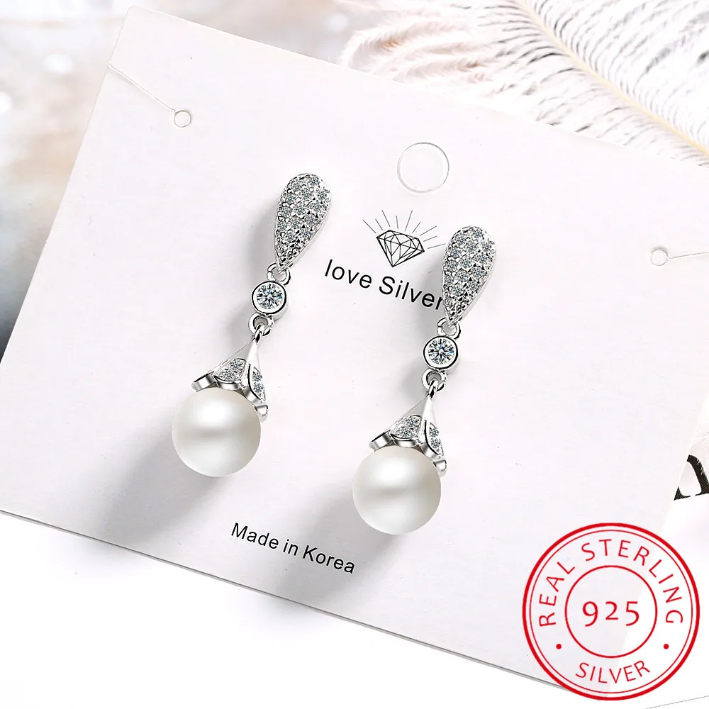 925 sterling silver Pearl Jewelry natural freshwater pearl drop earrings for women Silver Wedding Dangle Earring dangle earrings pearl earrings drop earrings