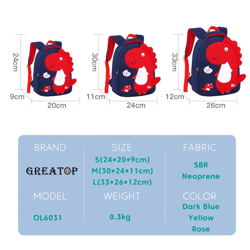 GREATOP New Children School Bags 3D Dinosaur Cartoon Kids Bag Cute Toddler School Boys Backpack Kindergarten Mochila Infantil