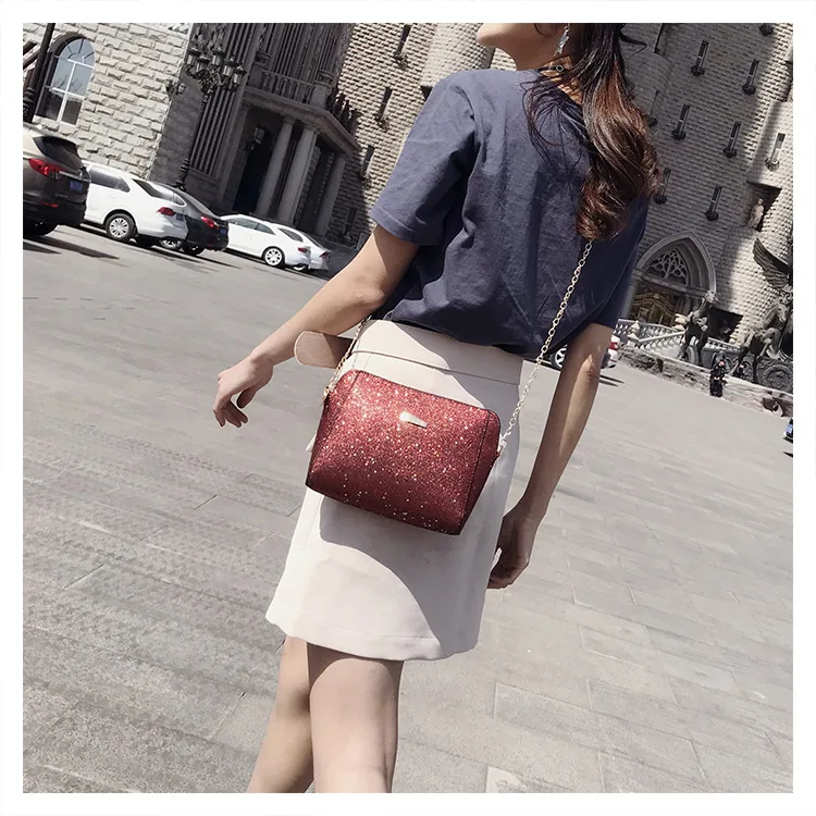Модная сумка с блестками новая Корейская версия дикого железного бренда маленькая сумка на плечо