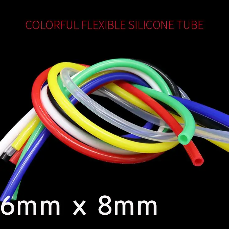 6x8 tubo de silicona de 6mm OD 8mm de espesor de pared 1mm manguera Flexible de goma de Gel de sílice de grado de alimentos de tubo de silicona tubo de goma