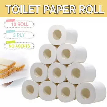 

10Rolls/Lot Flushable Native Wood Pulp Thickened Toilet Roll Towels Paper 3 Layers Home Bath toilet roll Tissue Clean