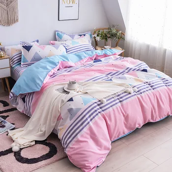 

Thumbedding Geometric Bedding Set Girls High End Cute Stripes Duvet Cover Queen King Full Twin Single Unique Design Bed Set