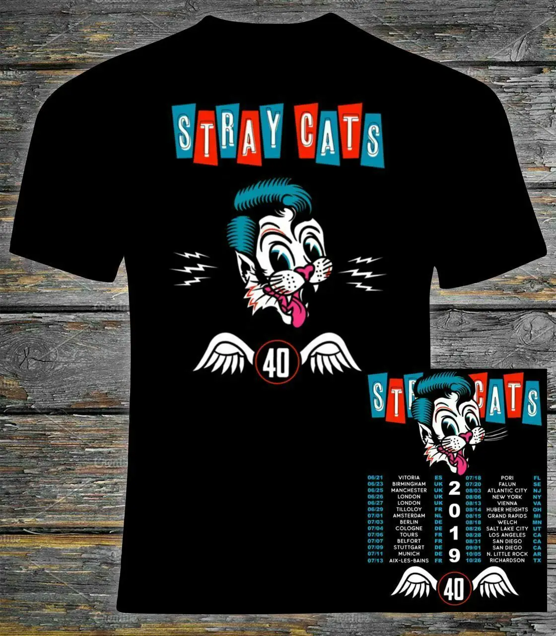 

Stray Cats 2019 40th Anniversary Concert Tour T-Shirt, Stray Cats T-Shirt