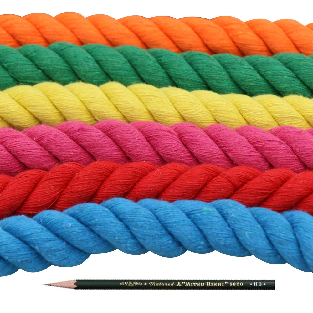 1Meter 20MM 3 Shares Twisted Colorful Cotton Cords/Rope for Bag Home Decor DIY Textile Accessories
