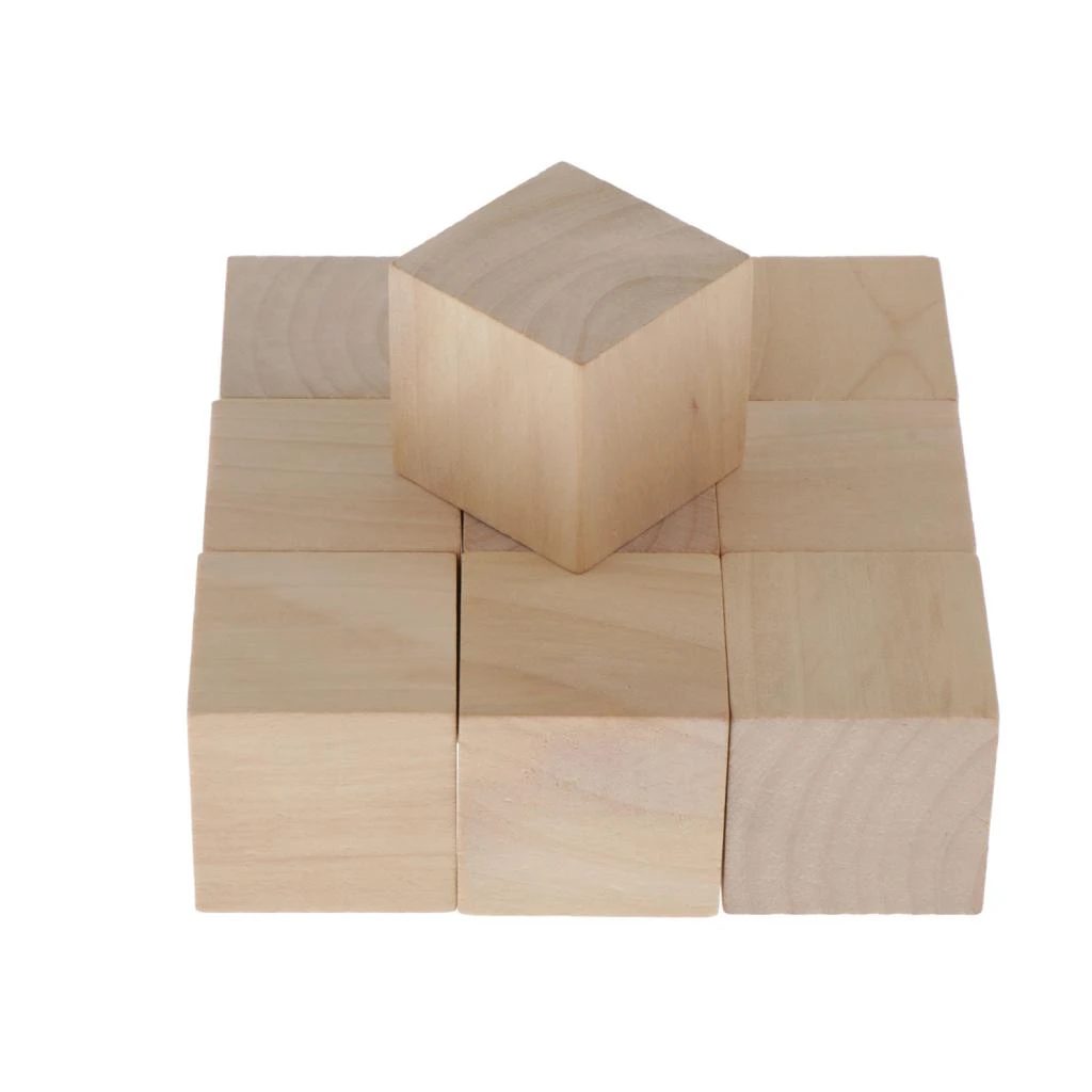 4cm drewniane kostki, 10 sztuk niedokończone kwadratowe drewniane klocki  dla dzieci nauczania matematyki, rzemiosła i projektów typu "zrób to  sam"|Wooden Blocks| - AliExpress