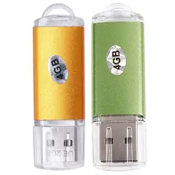 2 шт 4 Гб металлический USB 2,0 флэш U диск, зеленый и золотой