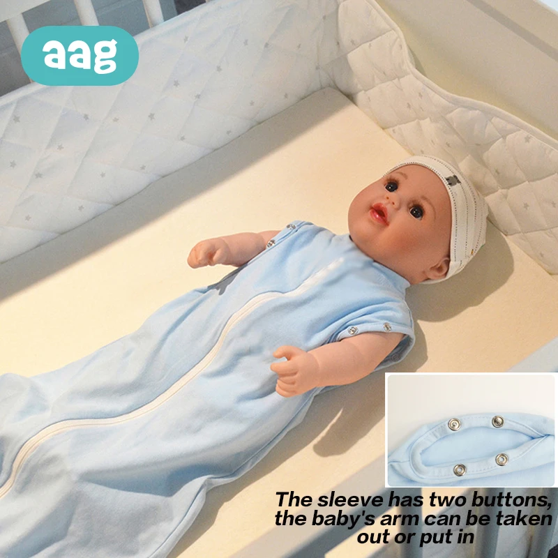 

AAG Cotton Newborn Baby Sleeping Bag Wrap Towel Swaddle Envelope Anti-shock Sleeve Romper Solid Color Slumber Transition Bag 20