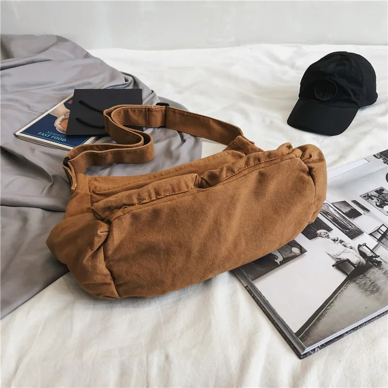 Large Capacity Canvas Shoulder Bags Solid Soft Denim Leisure Or Travel Bag for Women Fashion  Fatchels Winter Package 2020
