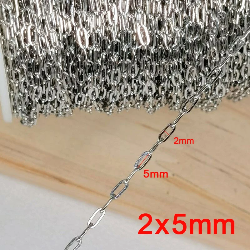 2meter Stainless Steel Necklace Chain for Diy Jewelry Making Rolo Cable Link Bulk Chains Handmade Neckalce Bracelet Accessories