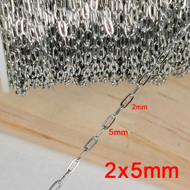 2meter Stainless Steel Necklace Chain for Diy Jewelry Making Rolo Cable Link Bulk Chains Handmade Neckalce Bracelet Accessories 2x5mm