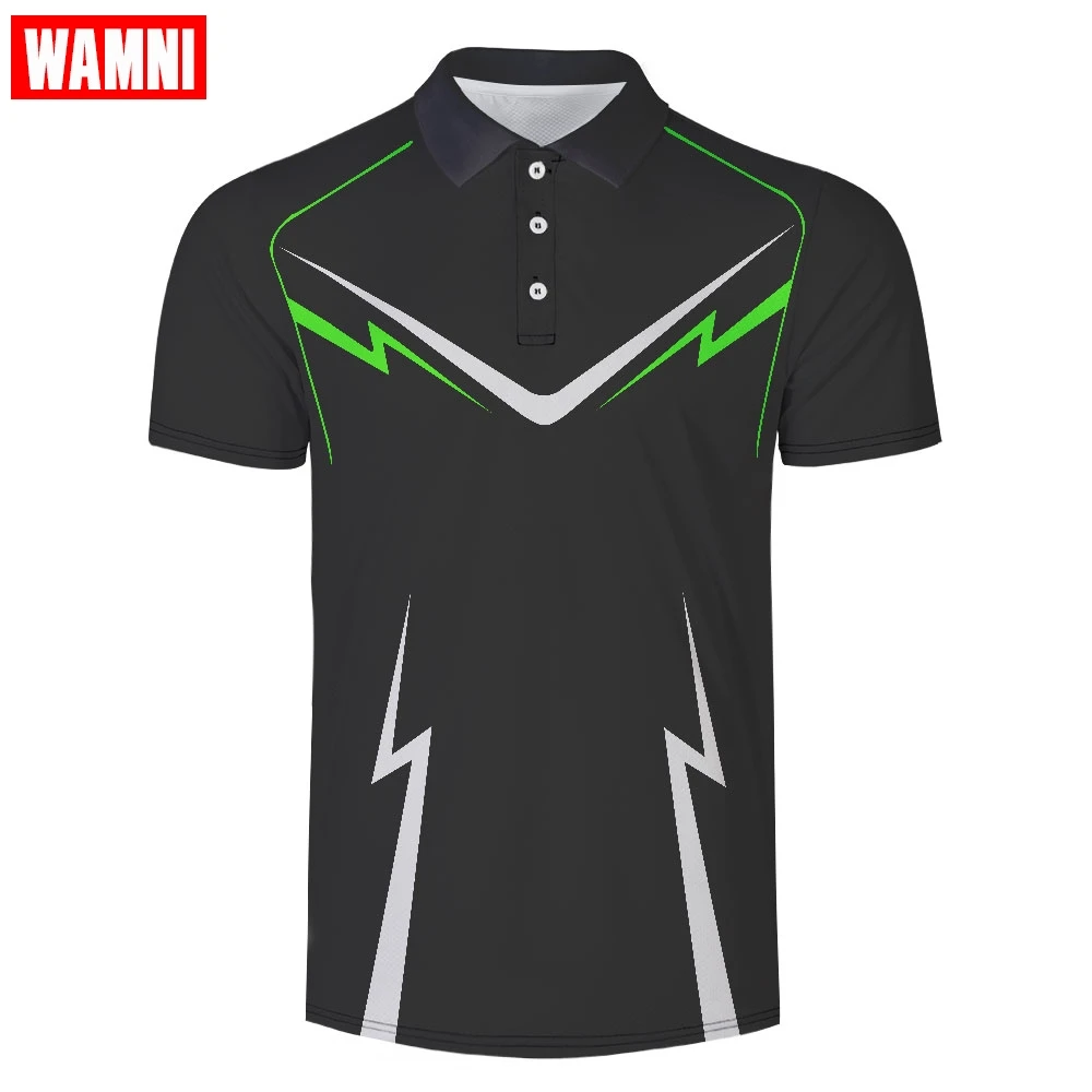 

WAMNI 3D Polo Shirt Badminton Sport Loose Quick Drying Turn-down Collar Harajuku Casual Polo-shirt polos 2019 Dropshipping