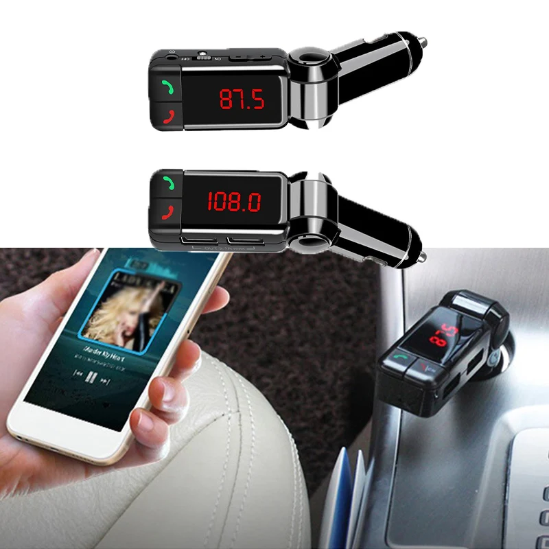 Car MP3 Music Player Wireless Bluetooth FM Transmitter Radio USB Ports Charger Supports AUX Line audio input