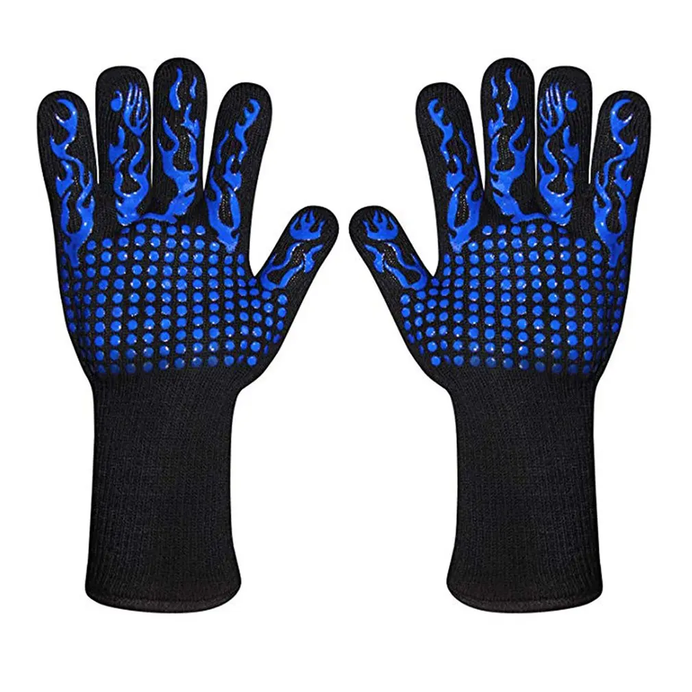 

Kitchen Gloves Non-Slip Silicone Dot Oven Mitts 300 Centigrade Heat Resistant Cooking Baking Grilling 1Pair Oven Gloves